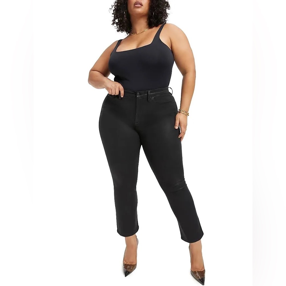 Good American Straight Coated Black Jeans